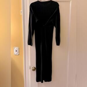 Zara Black Wool Blend MultiWay loose fit knit dress w button detail S